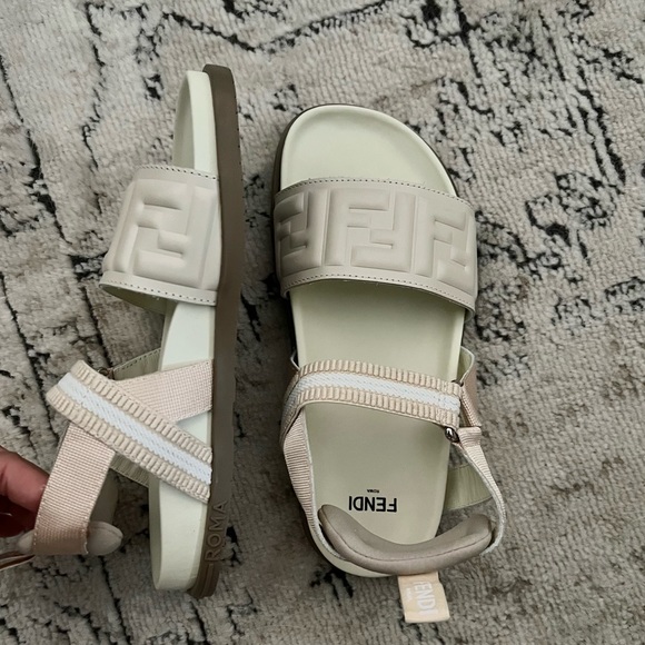 *SOLD* Fendi FF Logo Embossed Sandals - Picture 4 of 12